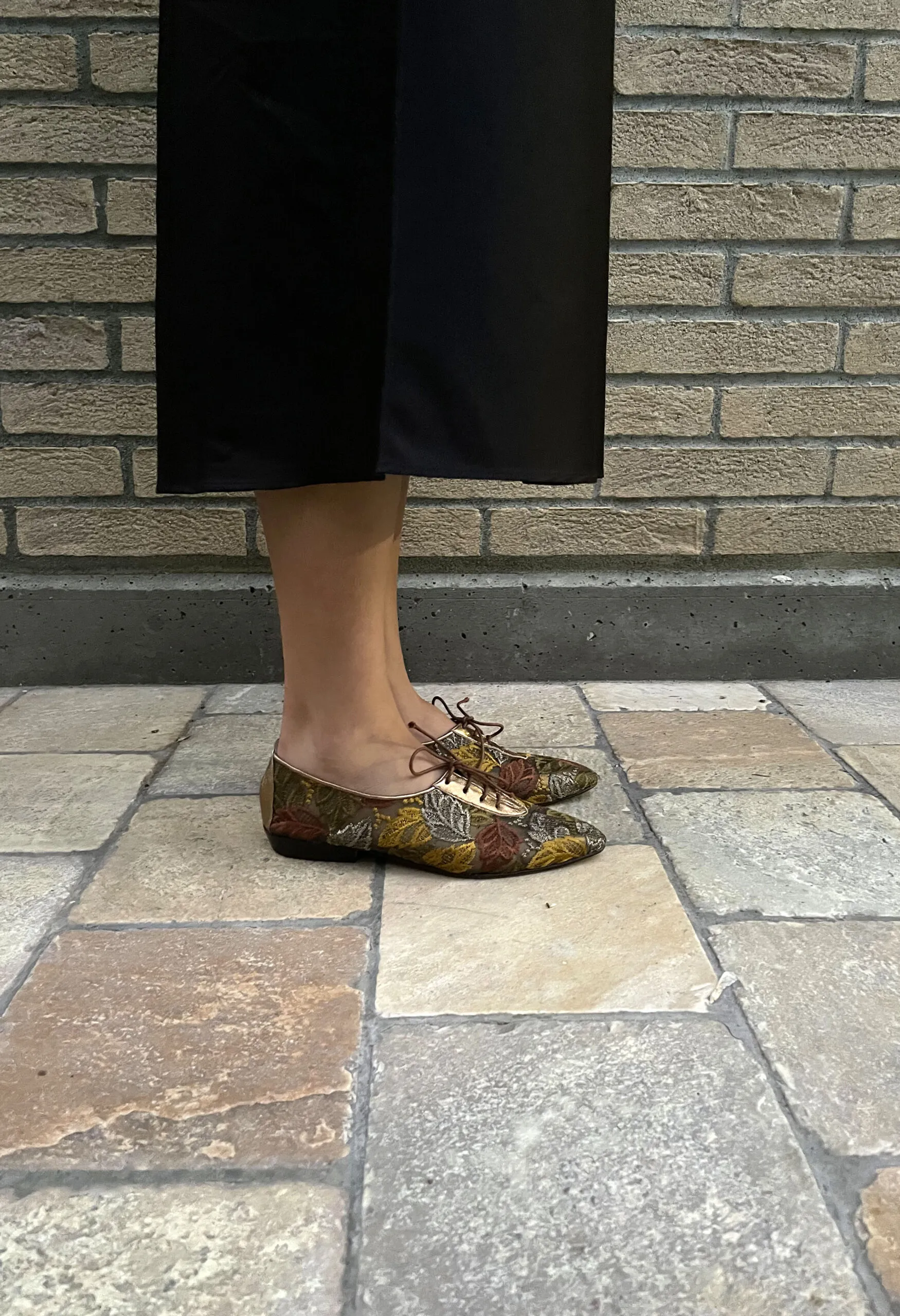 Derby in rete con ricamo foglie vintage anni ’80