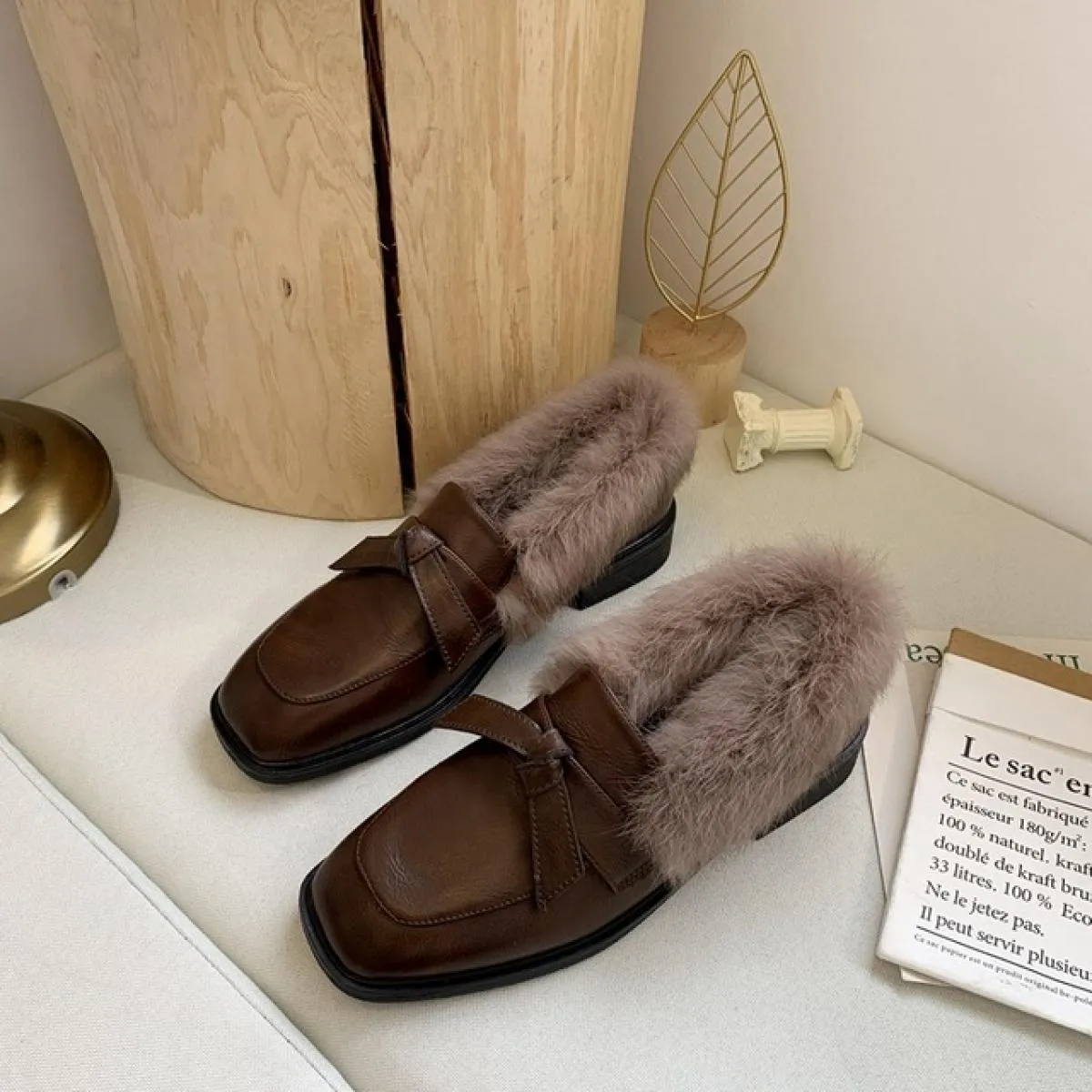 Di lusso 2022 Donne di Modo Mocassini Finta Pelliccia di Coniglio Slipon Scarpe da Donna Tacchi Bassi Casual Peluche Scarpe da B