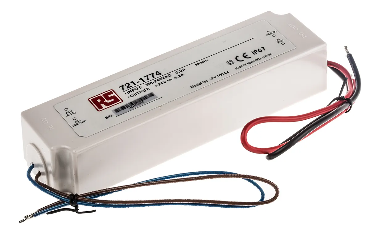 Driver LED Mean Well, 100.8W, IN 127 → 370 V dc, 90 → 264 V ac, OUT 24V, 4.2A