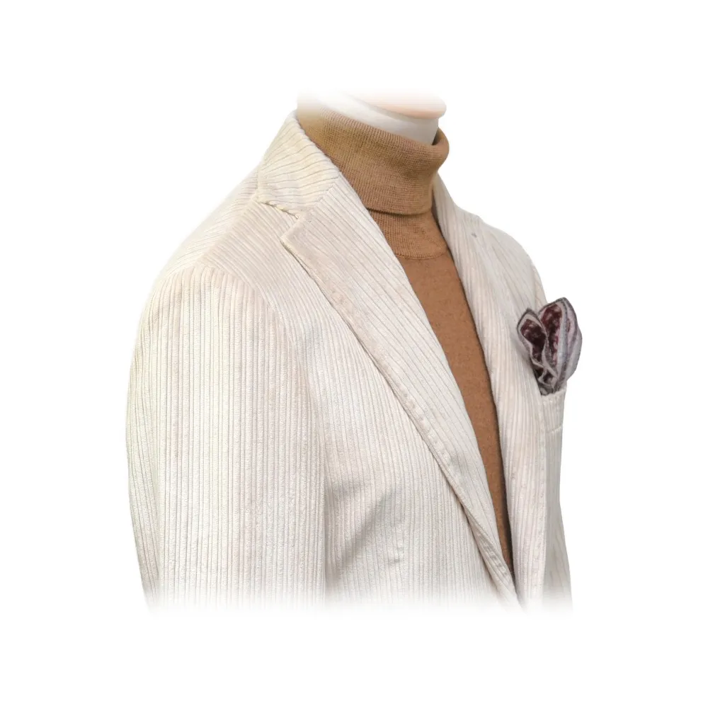 Fefè Napoli - Giacca Larocciatore Velluto Bianco - Giacche - Handmade in Italy - Luxury Exclusive Collection