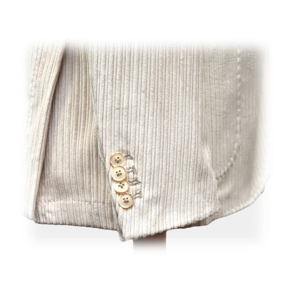 Fefè Napoli - Giacca Larocciatore Velluto Bianco - Giacche - Handmade in Italy - Luxury Exclusive Collection