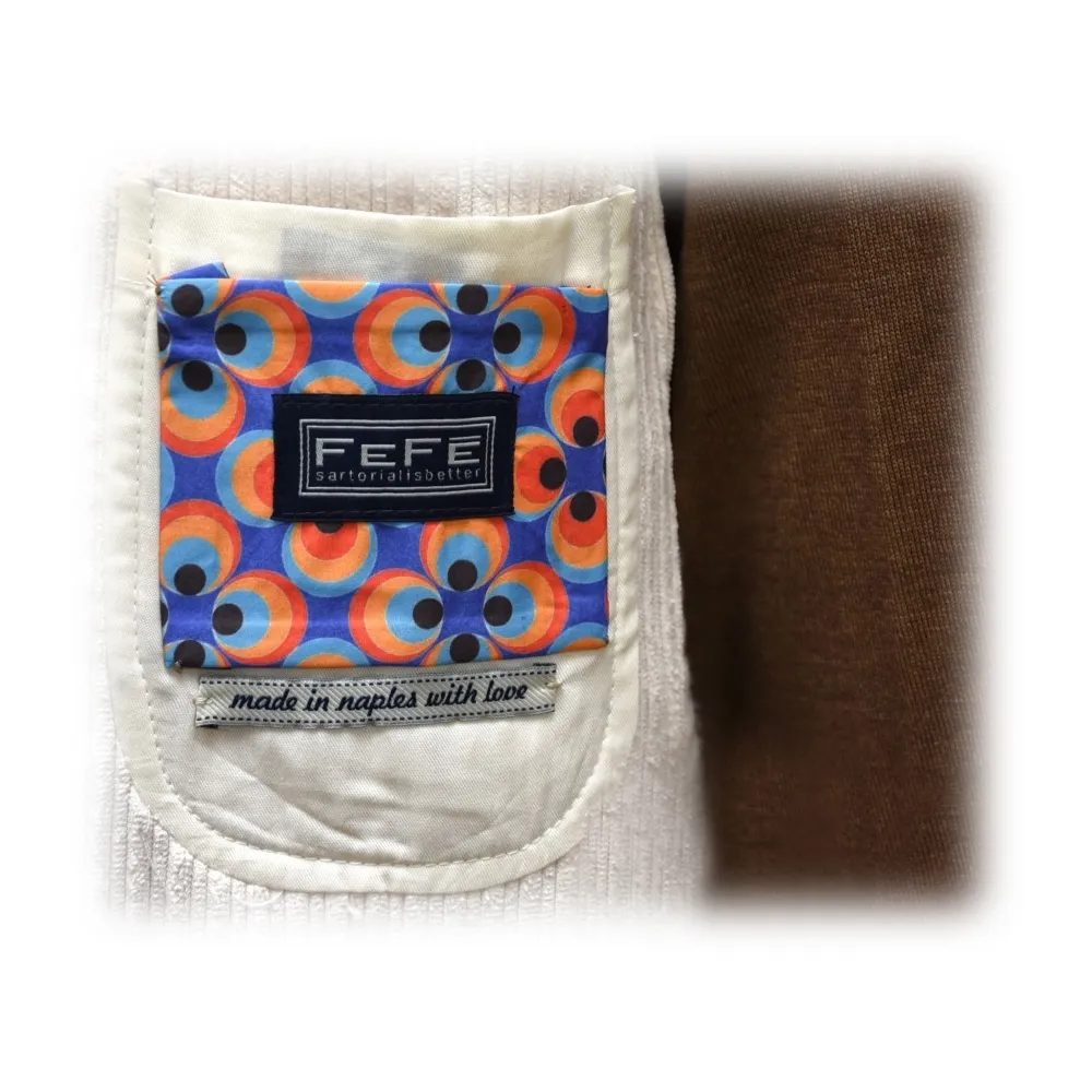 Fefè Napoli - Giacca Larocciatore Velluto Bianco - Giacche - Handmade in Italy - Luxury Exclusive Collection