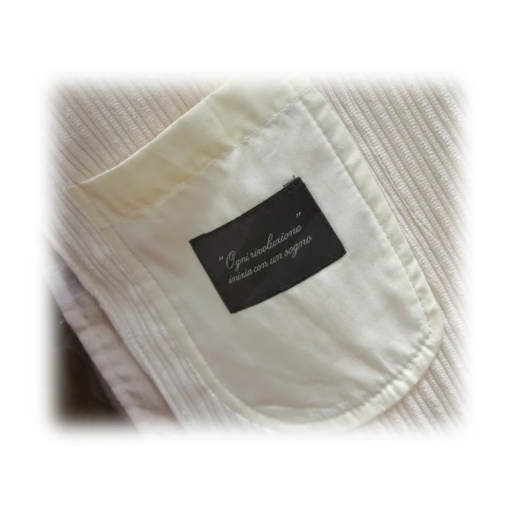 Fefè Napoli - Giacca Larocciatore Velluto Bianco - Giacche - Handmade in Italy - Luxury Exclusive Collection