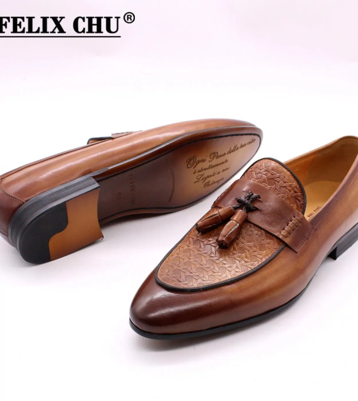Felix Chu Mocassini con nappine da uomo in vera pelle di lusso moda italiana slip on scarpe eleganti scarpe casual da sposa per