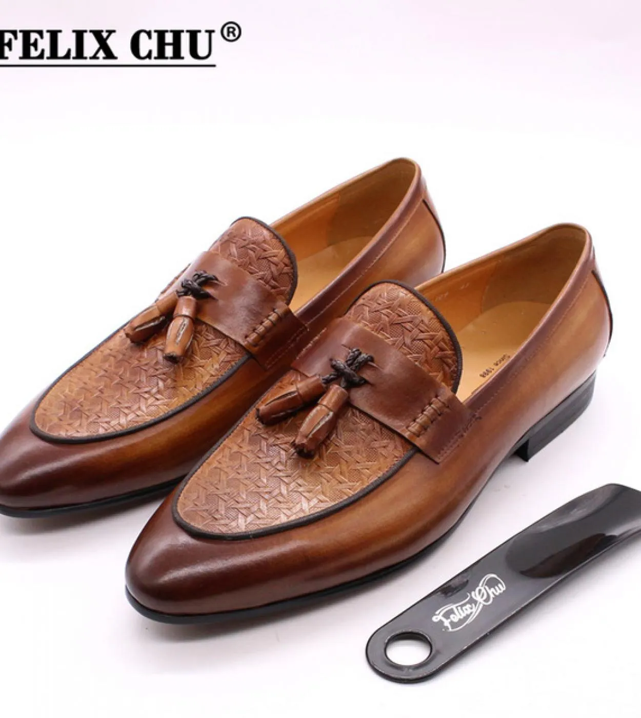 Felix Chu Mocassini con nappine da uomo in vera pelle di lusso moda italiana slip on scarpe eleganti scarpe casual da sposa per