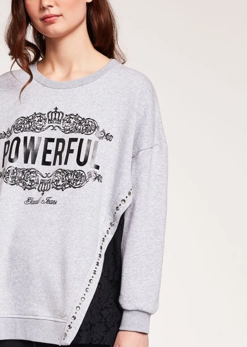 Felpa over con pizzo