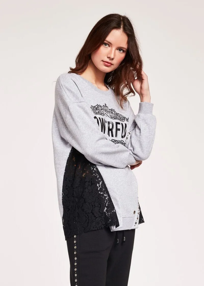 Felpa over con pizzo