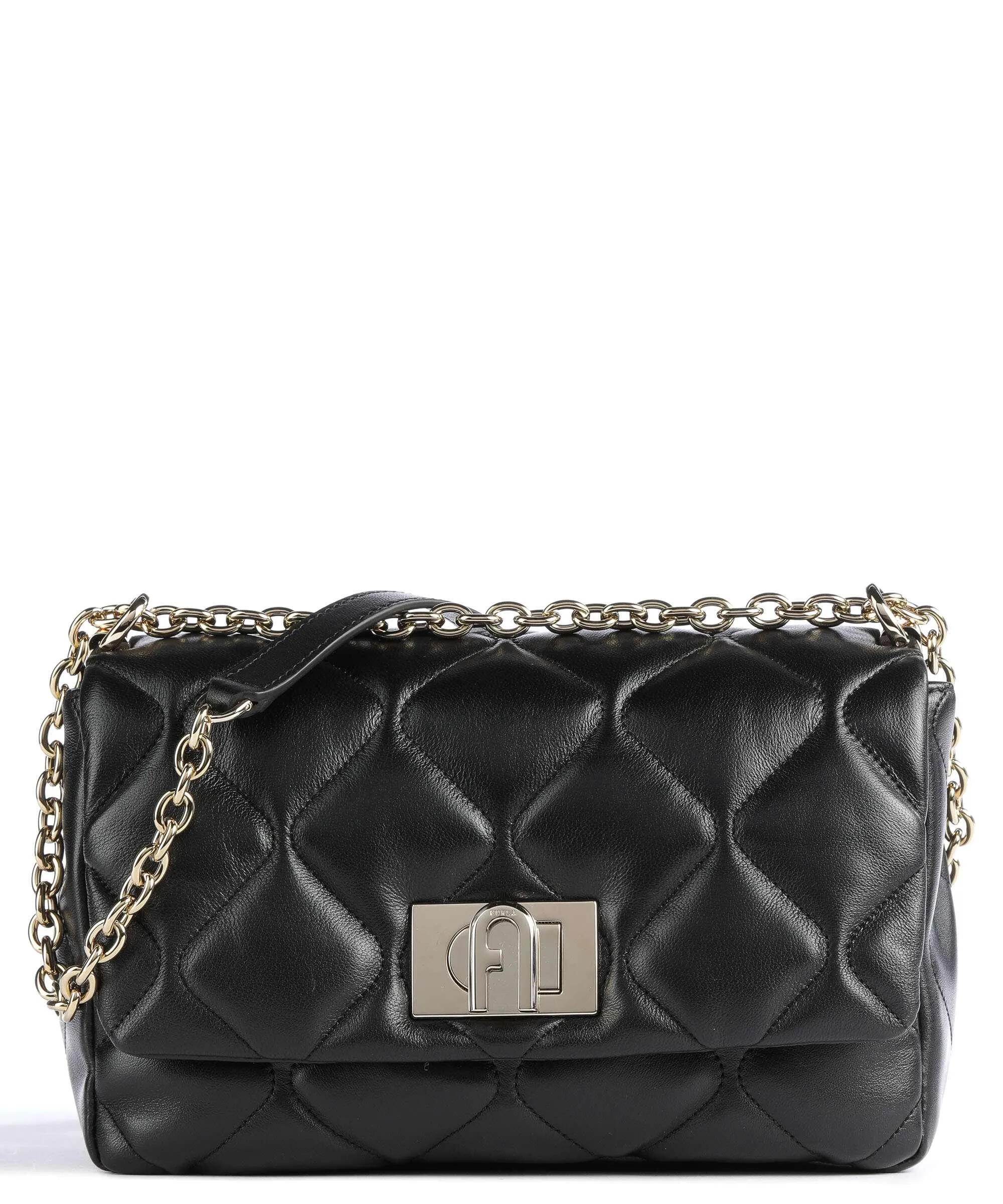  Furla 1927 S Borsa a spalla nappa pelle nero  
