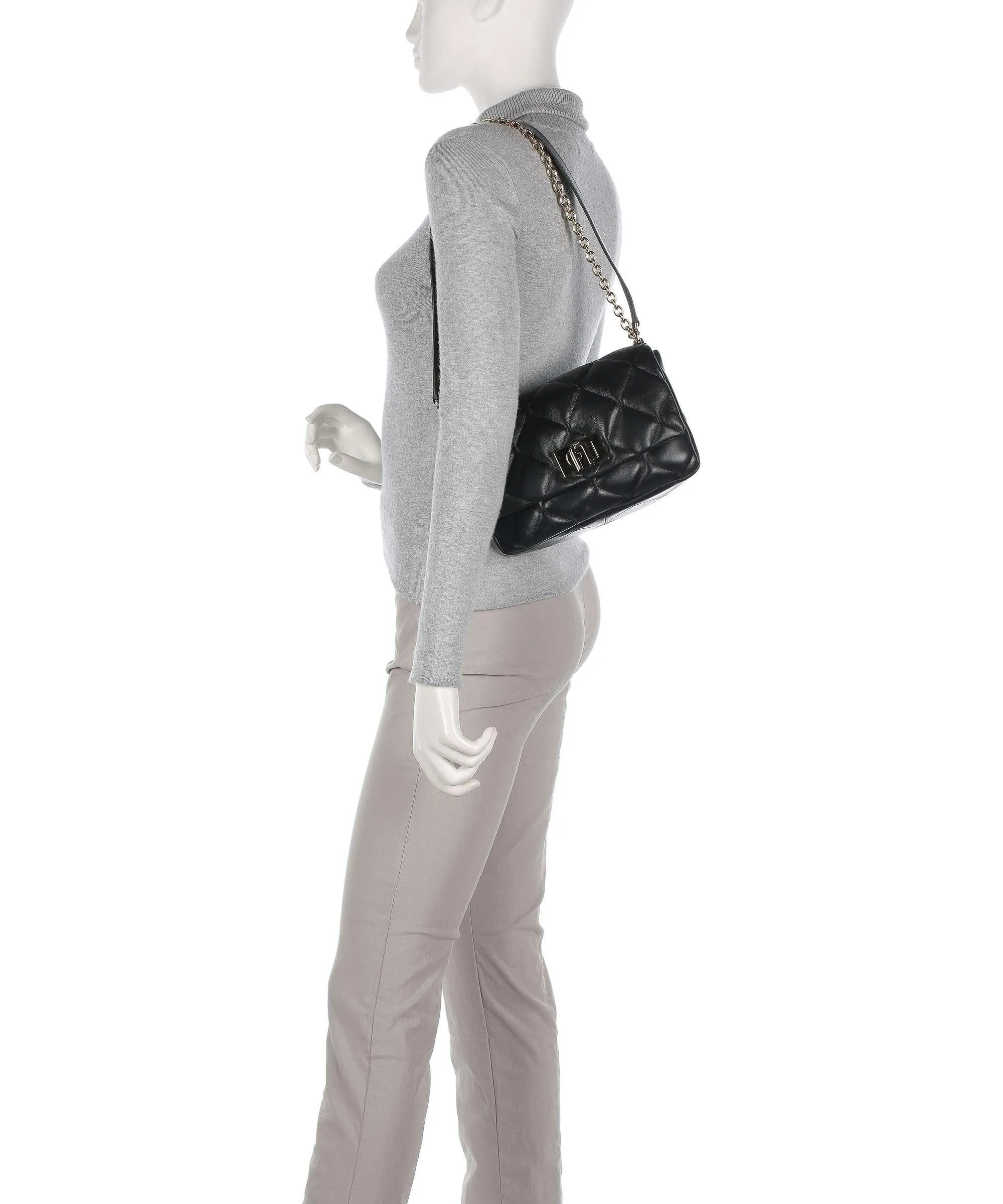  Furla 1927 S Borsa a spalla nappa pelle nero  