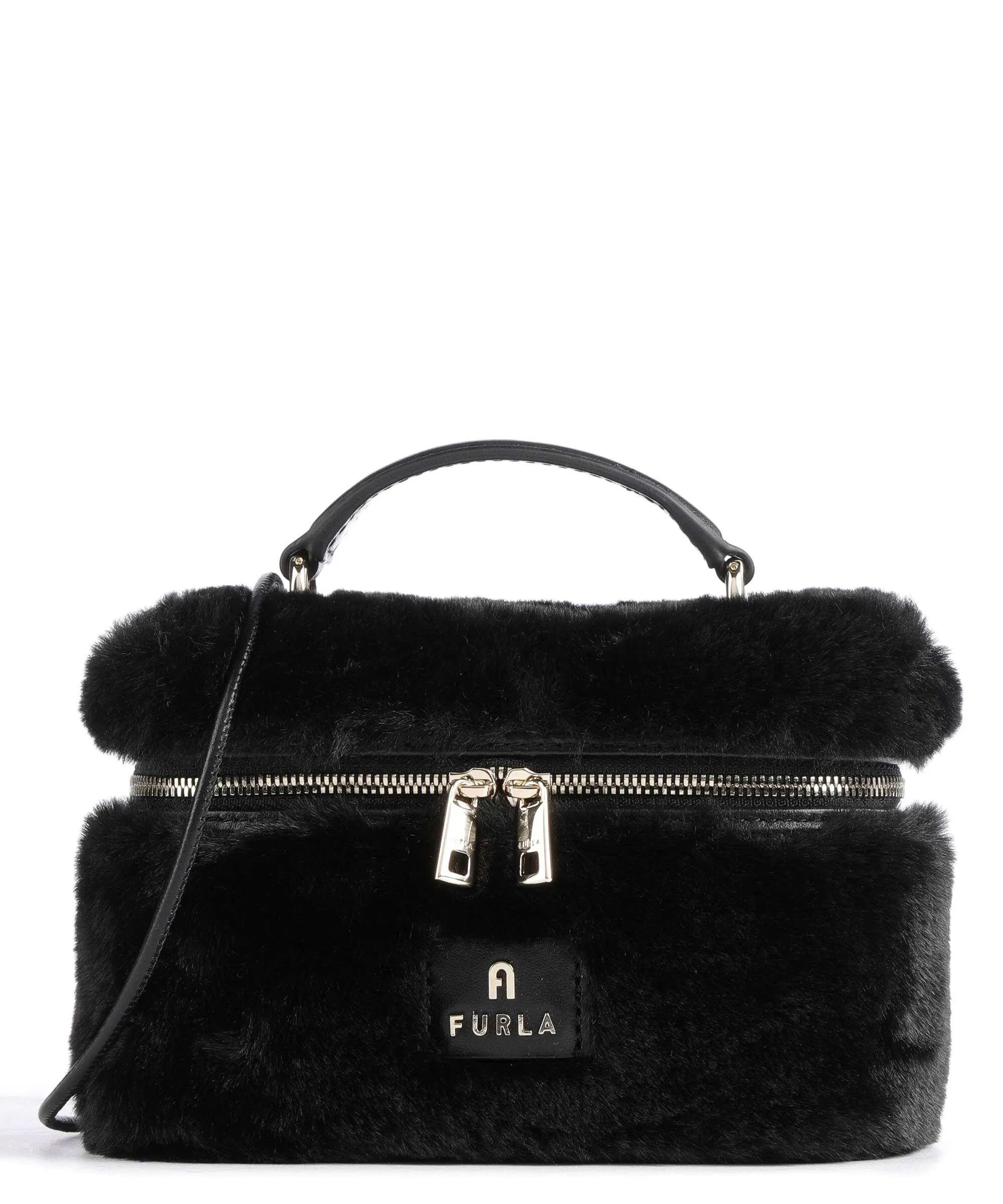  Furla Camelia Micro Borsa a tracolla eco-pelliccia nero  