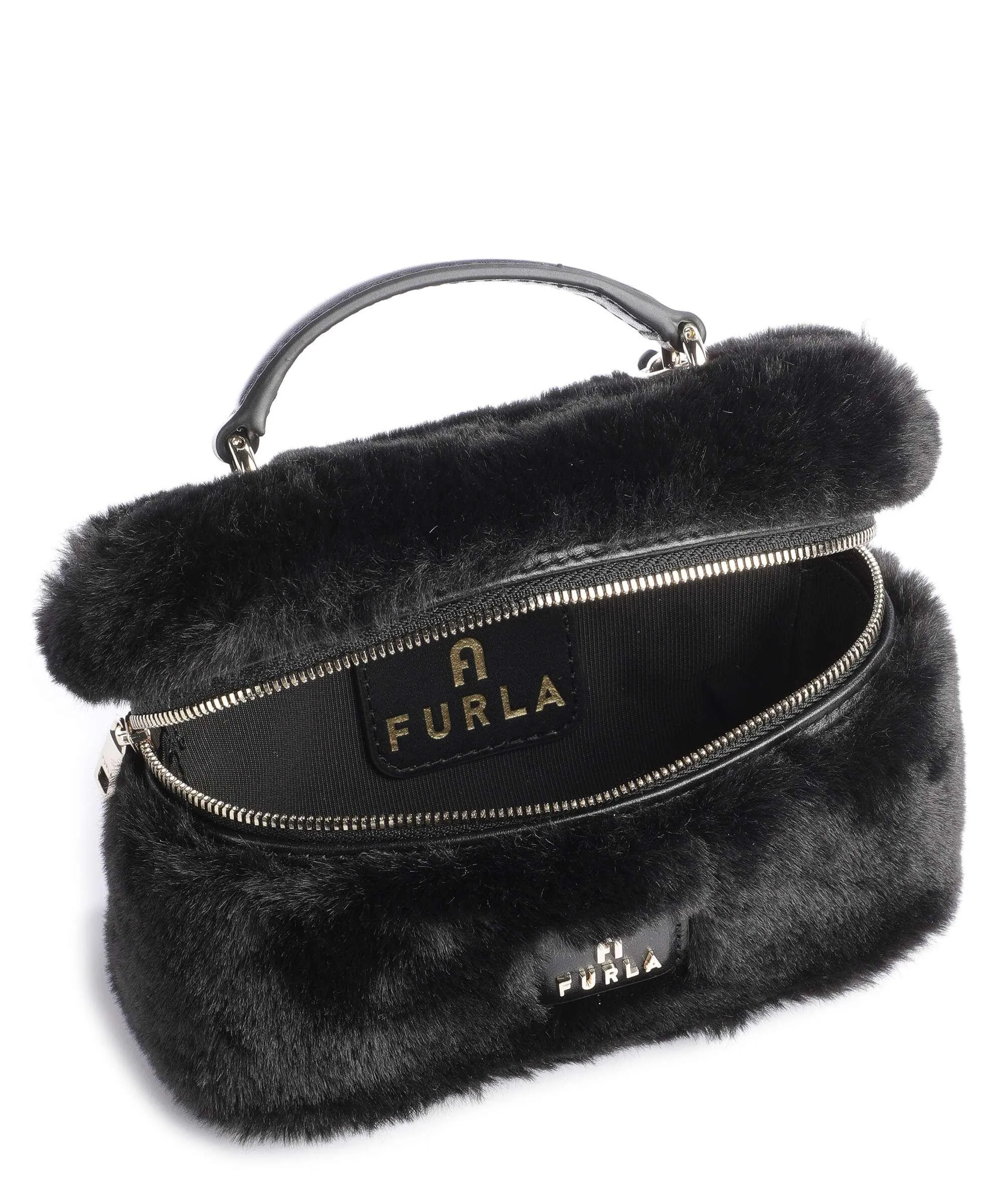  Furla Camelia Micro Borsa a tracolla eco-pelliccia nero  