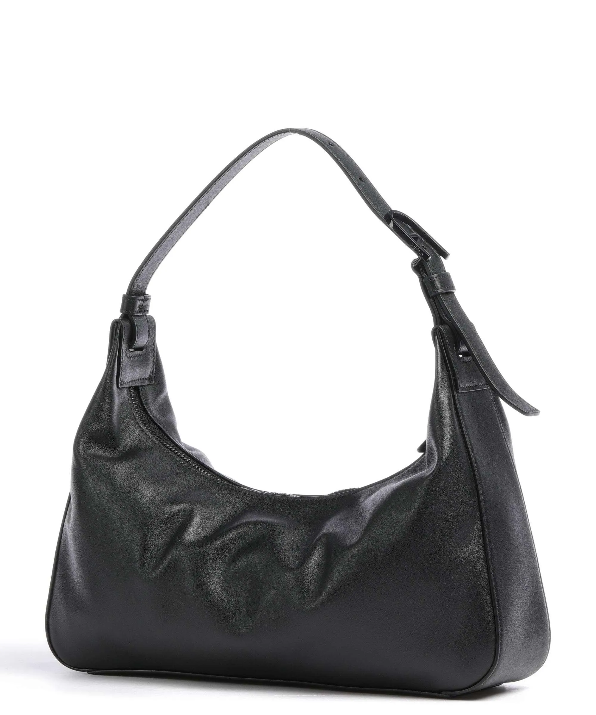  Furla Flow M Borsa hobo pelle a grana fine nero  