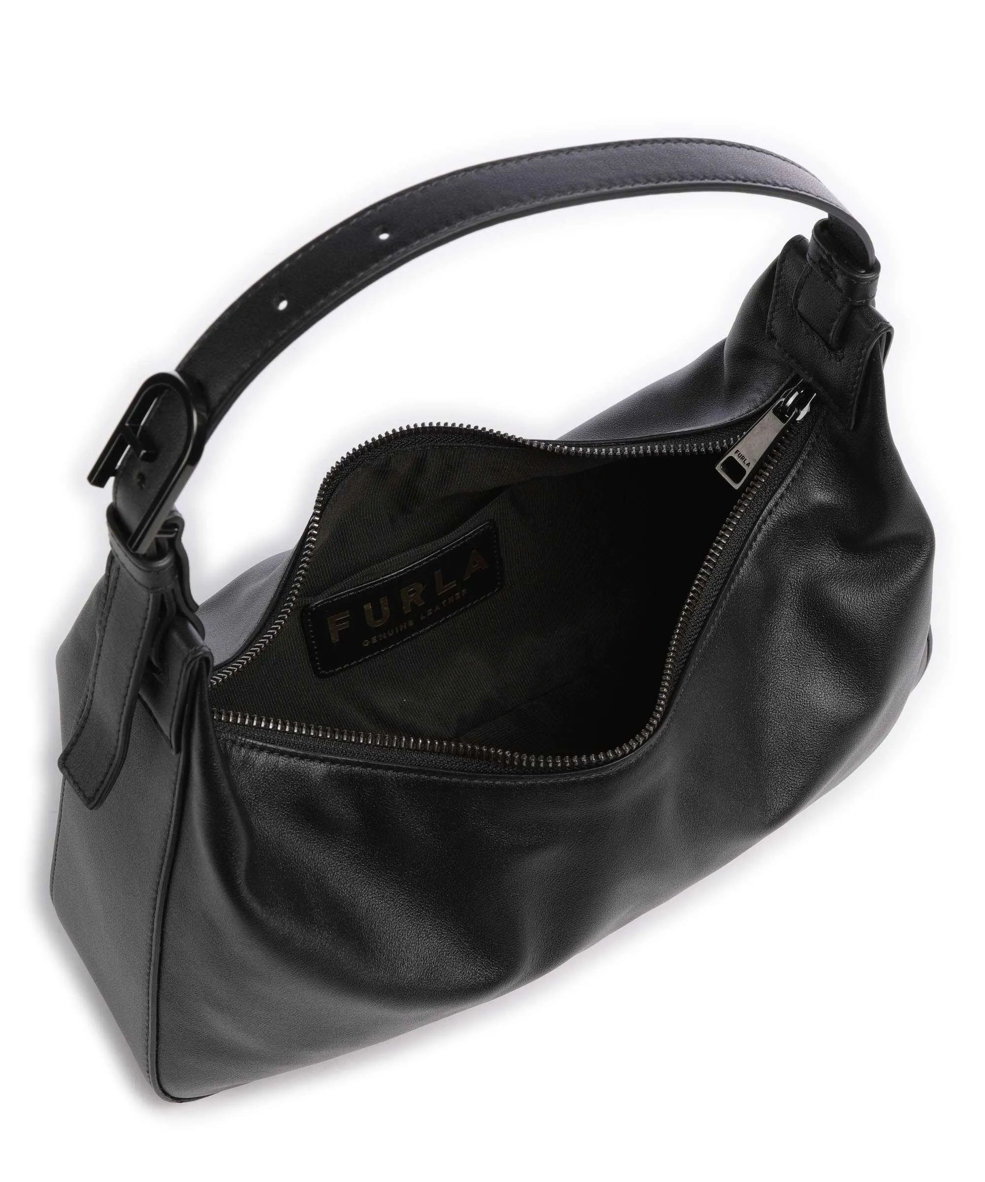  Furla Flow M Borsa hobo pelle a grana fine nero  