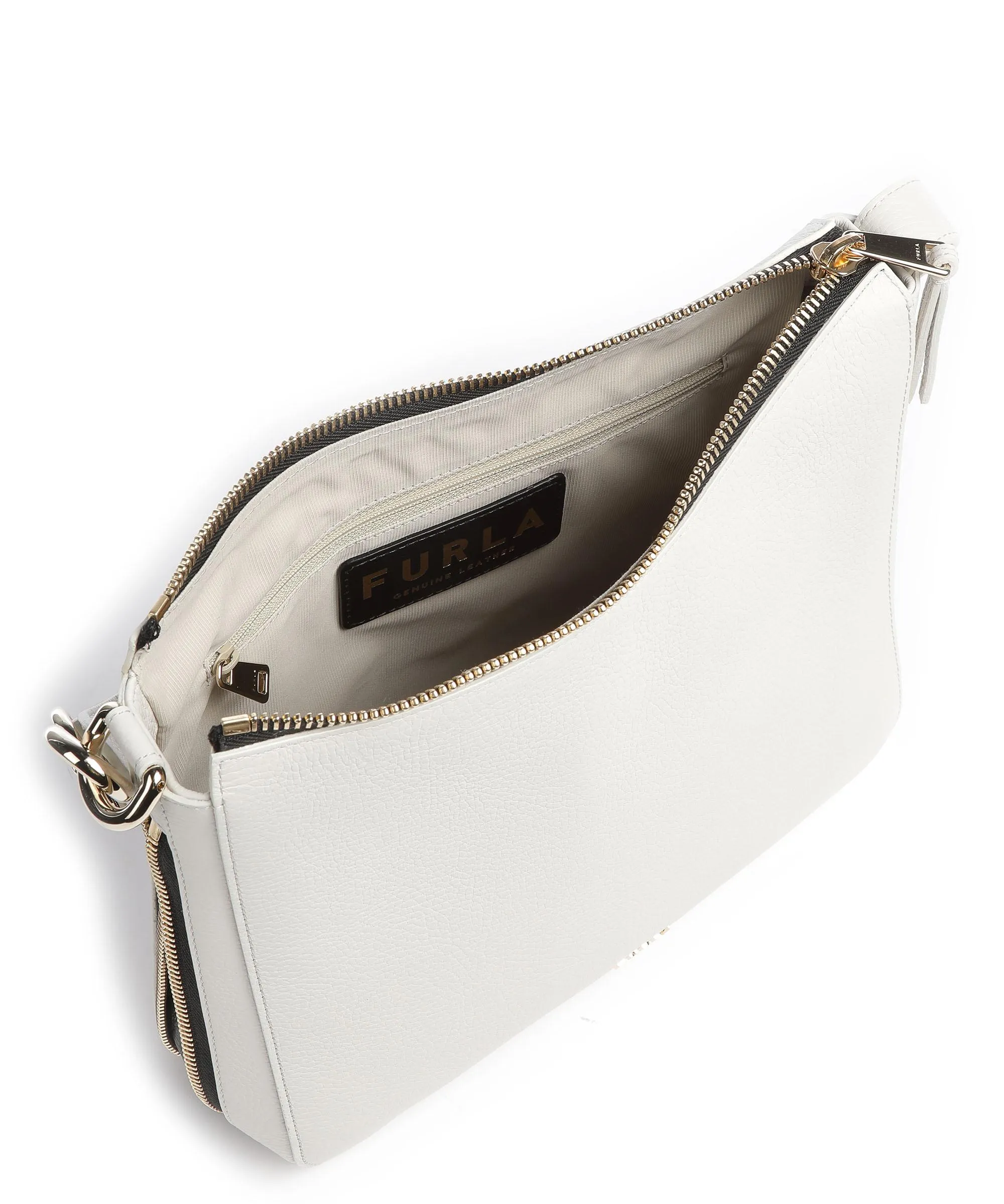 Furla Skye M Borsa hobo pelle granulata avorio  