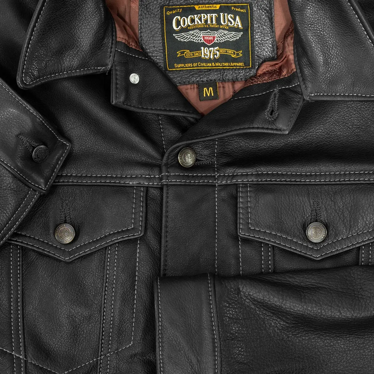 Giacca di jeans in pelle di vitello Cockpit USA prodotta negli Stati Uniti