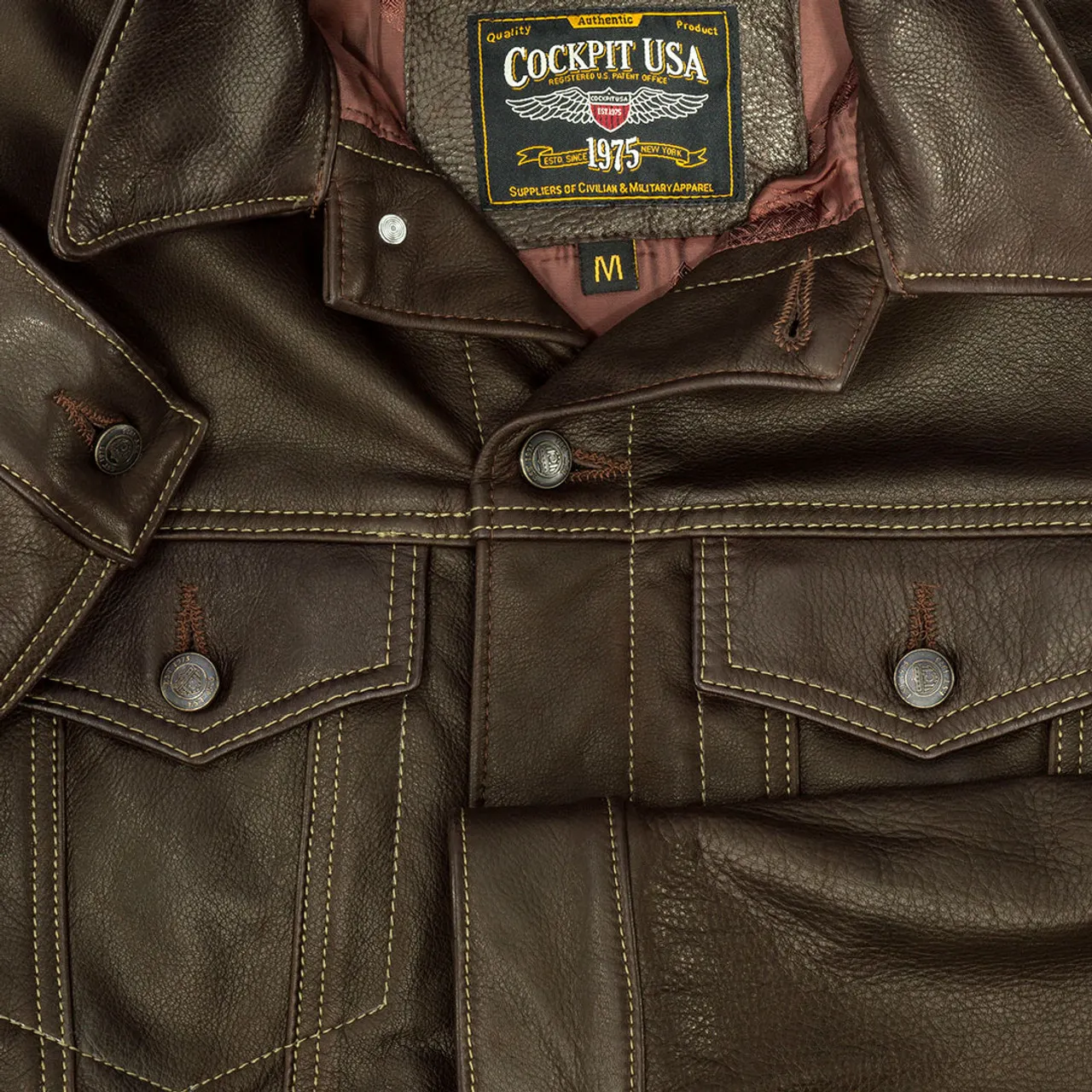 Giacca di jeans in pelle di vitello Cockpit USA prodotta negli Stati Uniti