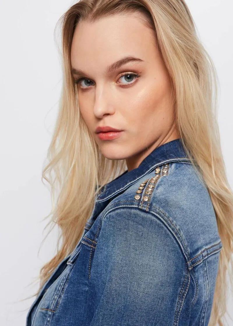 Giacca in denim con strass