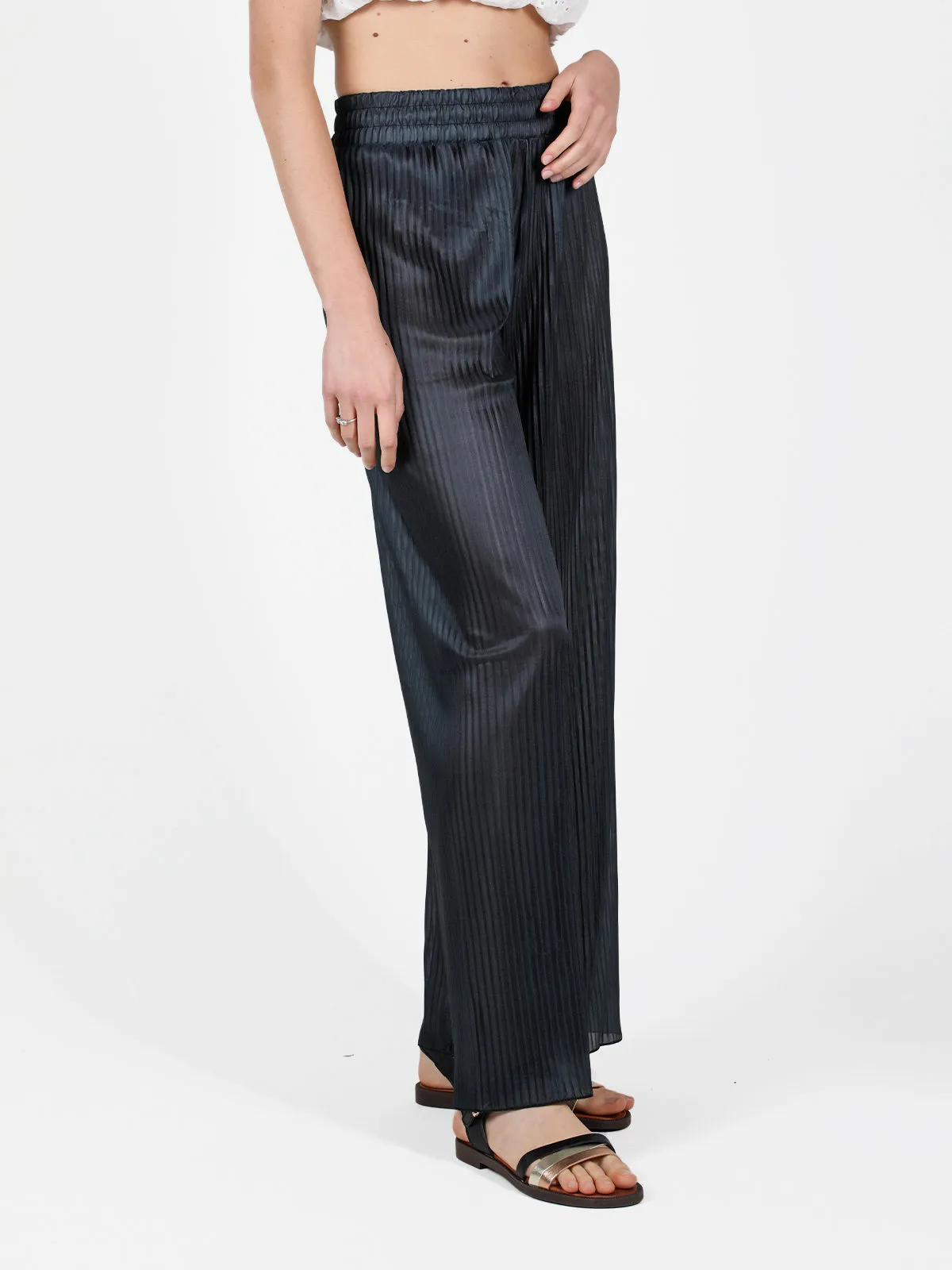 Gladys Pantalon palazzo léger plissé femme