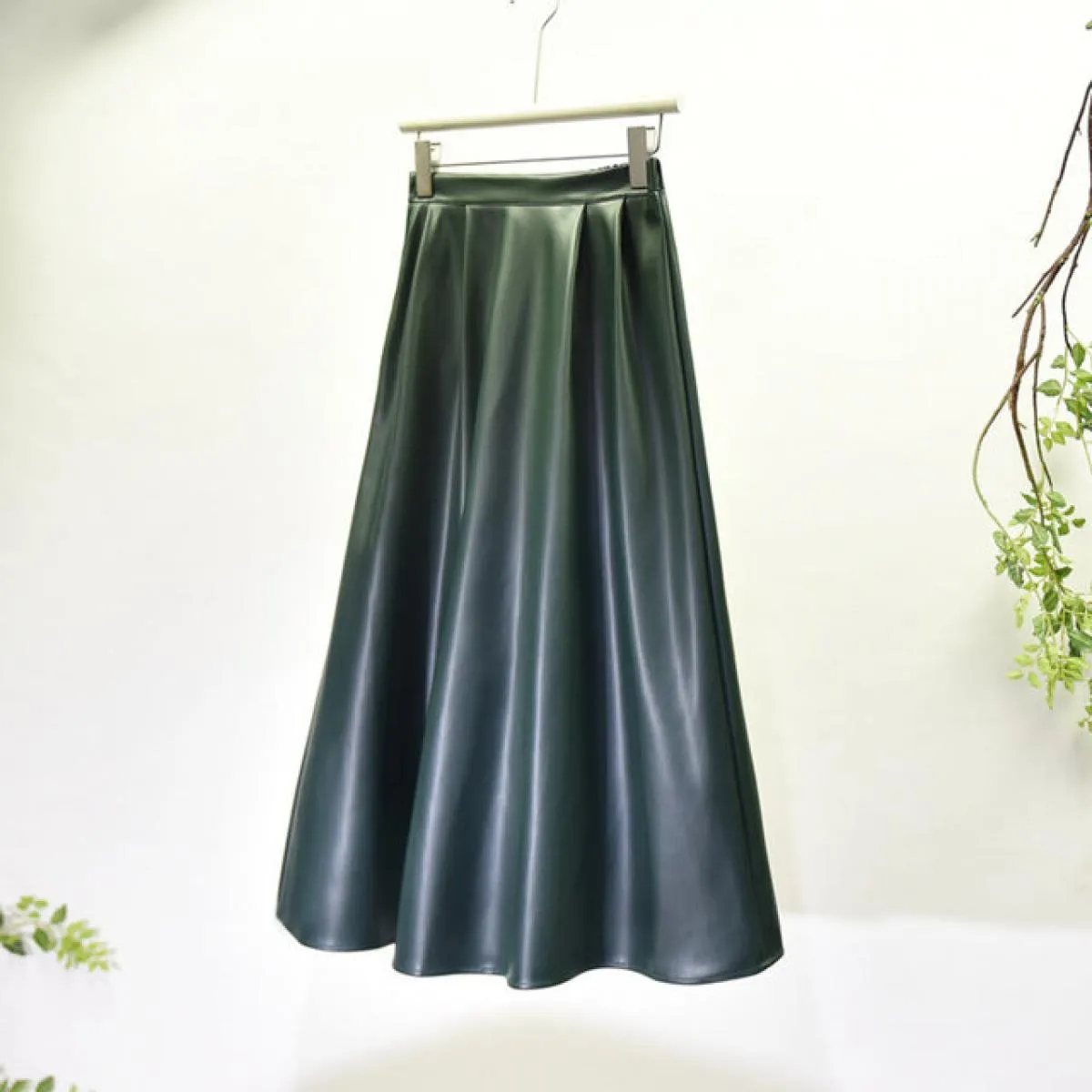Gonna in pelle a vita lunga da donna Gonna invernale in ecopelle Gonna lunga in pelle da donna
