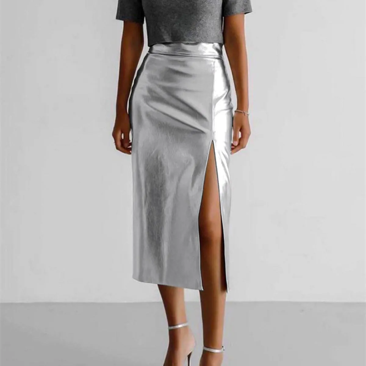 Gonna lunga divisa a vita alta per donna Slim Patchwork Moda Solid Streetwear Estate 2024 Ladies Luxury Vintage Ma