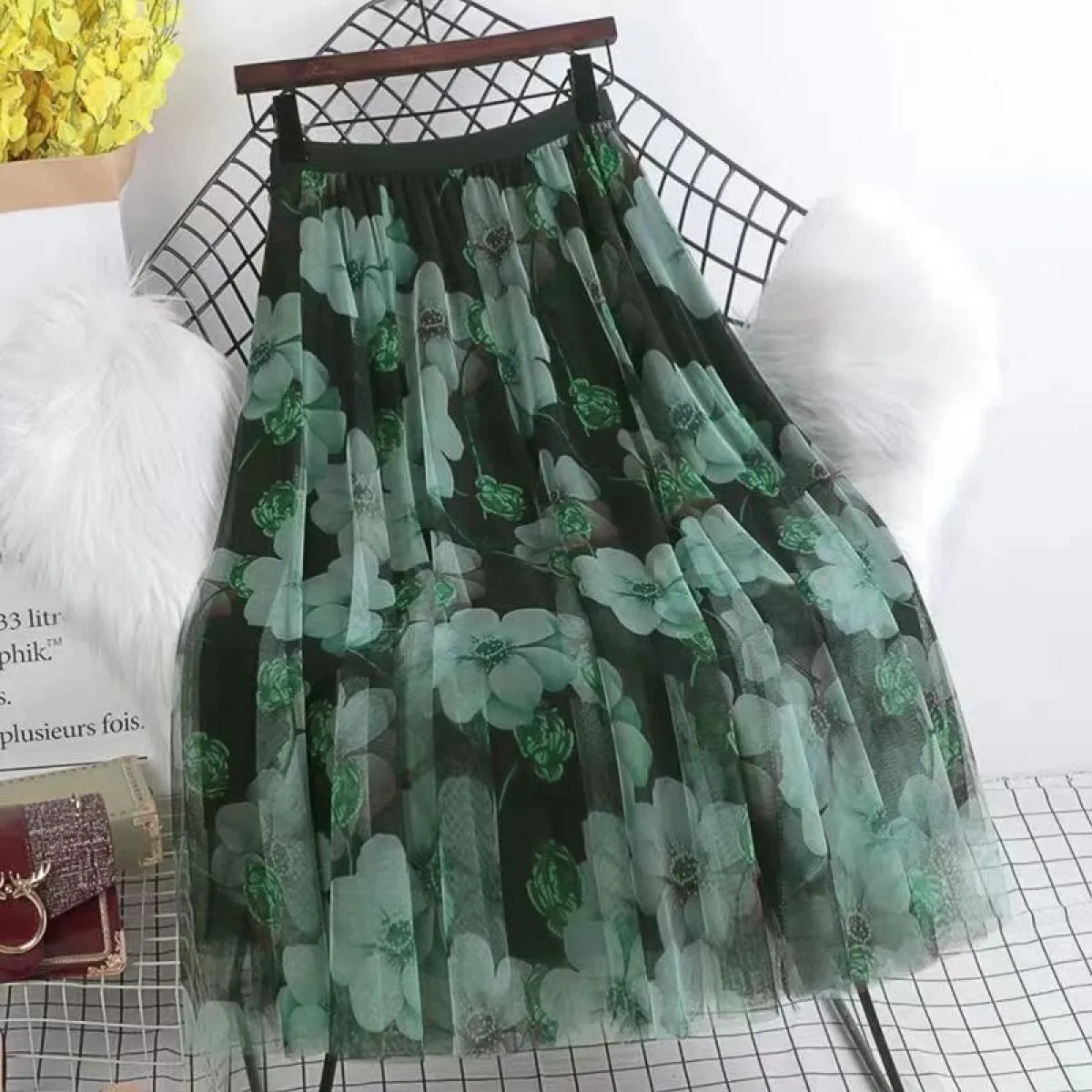 Gonna lunga Moda Harajuku Kawaii  Midi Maxi Gonna in tulle Primavera Autunno Vita alta Streetwear Gonna nera rosa