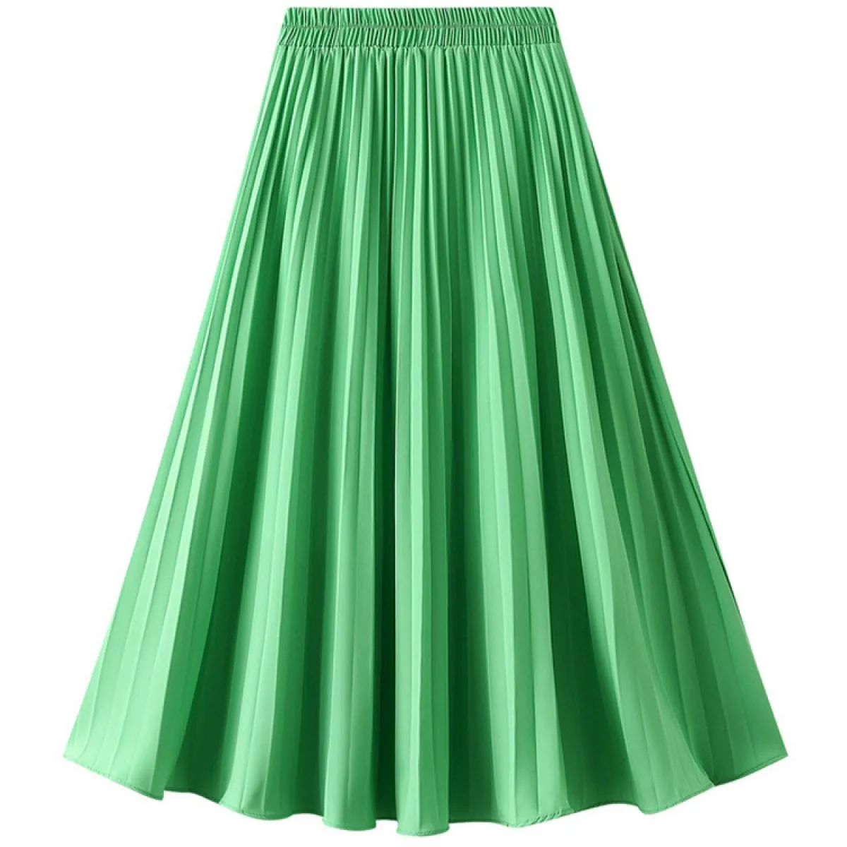 Gonna verde da donna Solid Midi Gonna a pieghe verde da donna Gonna a pieghe verde Gonne femminili