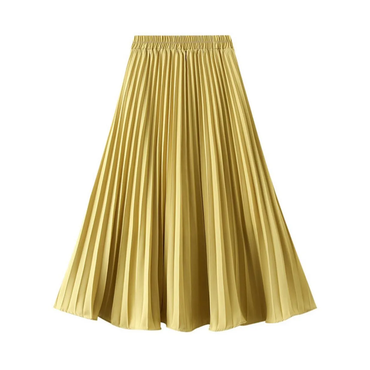 Gonna verde da donna Solid Midi Gonna a pieghe verde da donna Gonna a pieghe verde Gonne femminili
