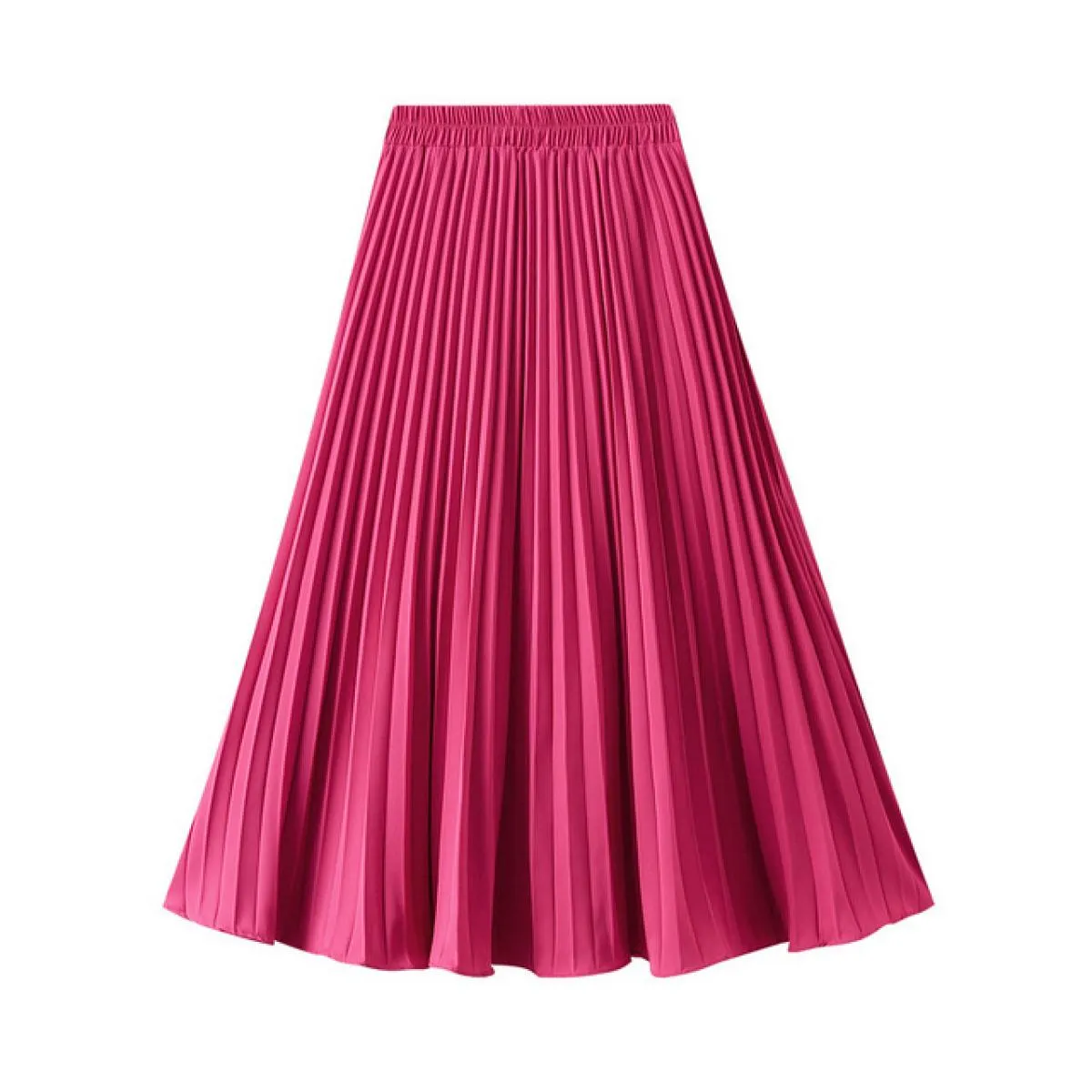 Gonna verde da donna Solid Midi Gonna a pieghe verde da donna Gonna a pieghe verde Gonne femminili