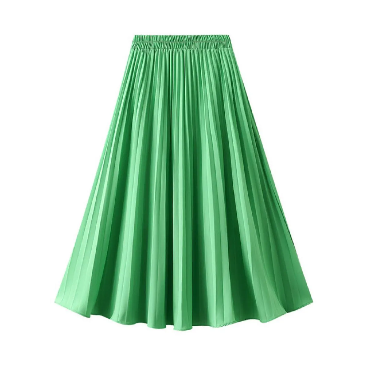 Gonna verde da donna Solid Midi Gonna a pieghe verde da donna Gonna a pieghe verde Gonne femminili
