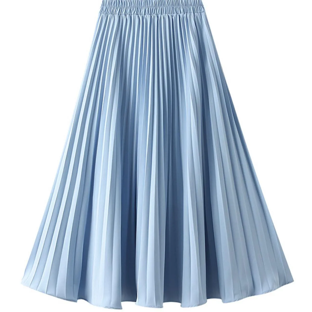 Gonna verde da donna Solid Midi Gonna a pieghe verde da donna Gonna a pieghe verde Gonne femminili