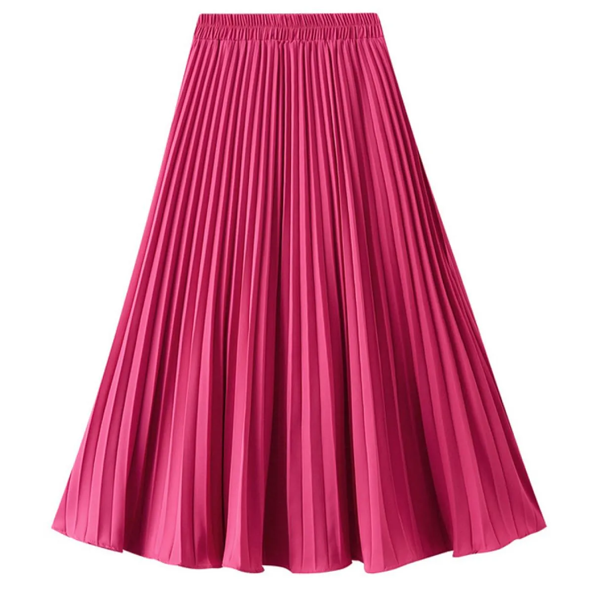 Gonna verde da donna Solid Midi Gonna a pieghe verde da donna Gonna a pieghe verde Gonne femminili