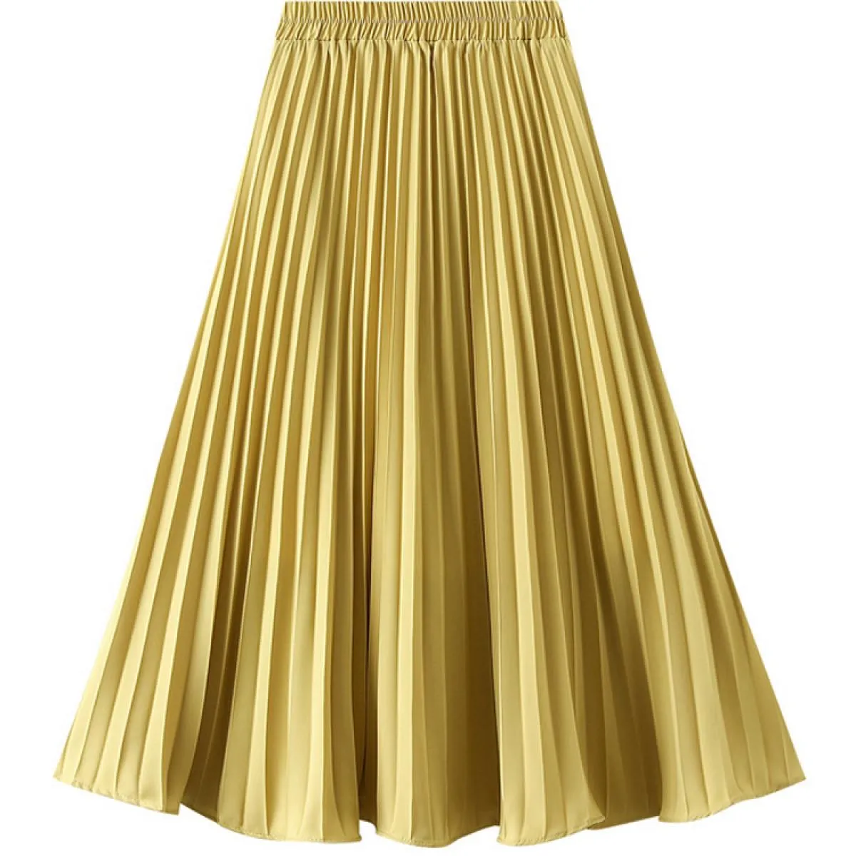 Gonna verde da donna Solid Midi Gonna a pieghe verde da donna Gonna a pieghe verde Gonne femminili