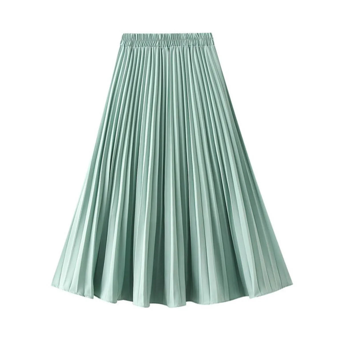 Gonna verde da donna Solid Midi Gonna a pieghe verde da donna Gonna a pieghe verde Gonne femminili