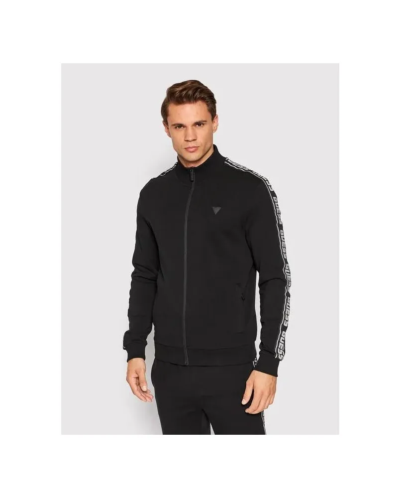 GUESS Z2YQ12K6ZS1 felpa girocollo nero zip logo laterale