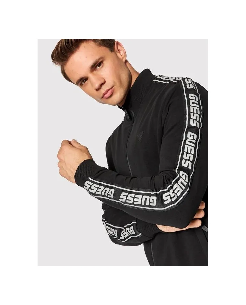 GUESS Z2YQ12K6ZS1 felpa girocollo nero zip logo laterale