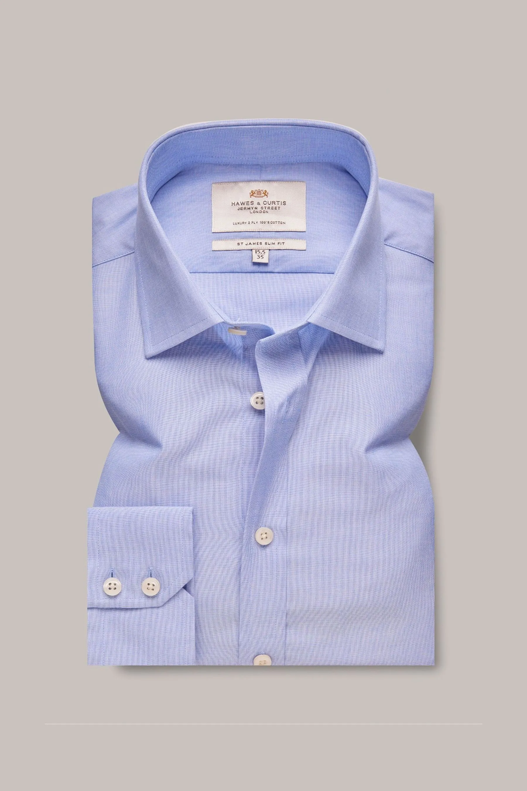 Hawes & Curtis - Blu slim - Camicia end on end
