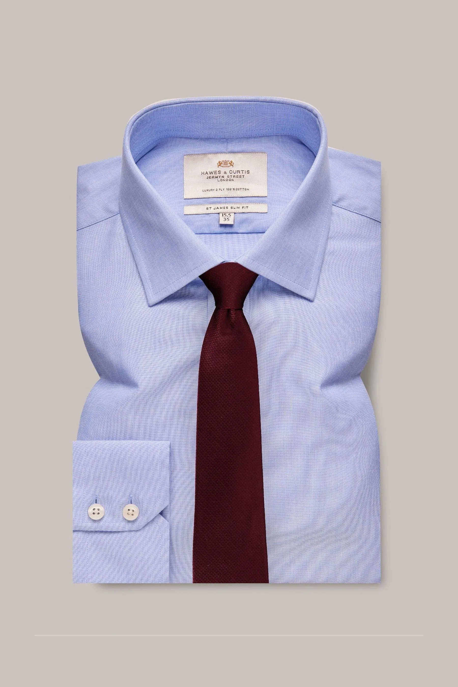 Hawes & Curtis - Blu slim - Camicia end on end
