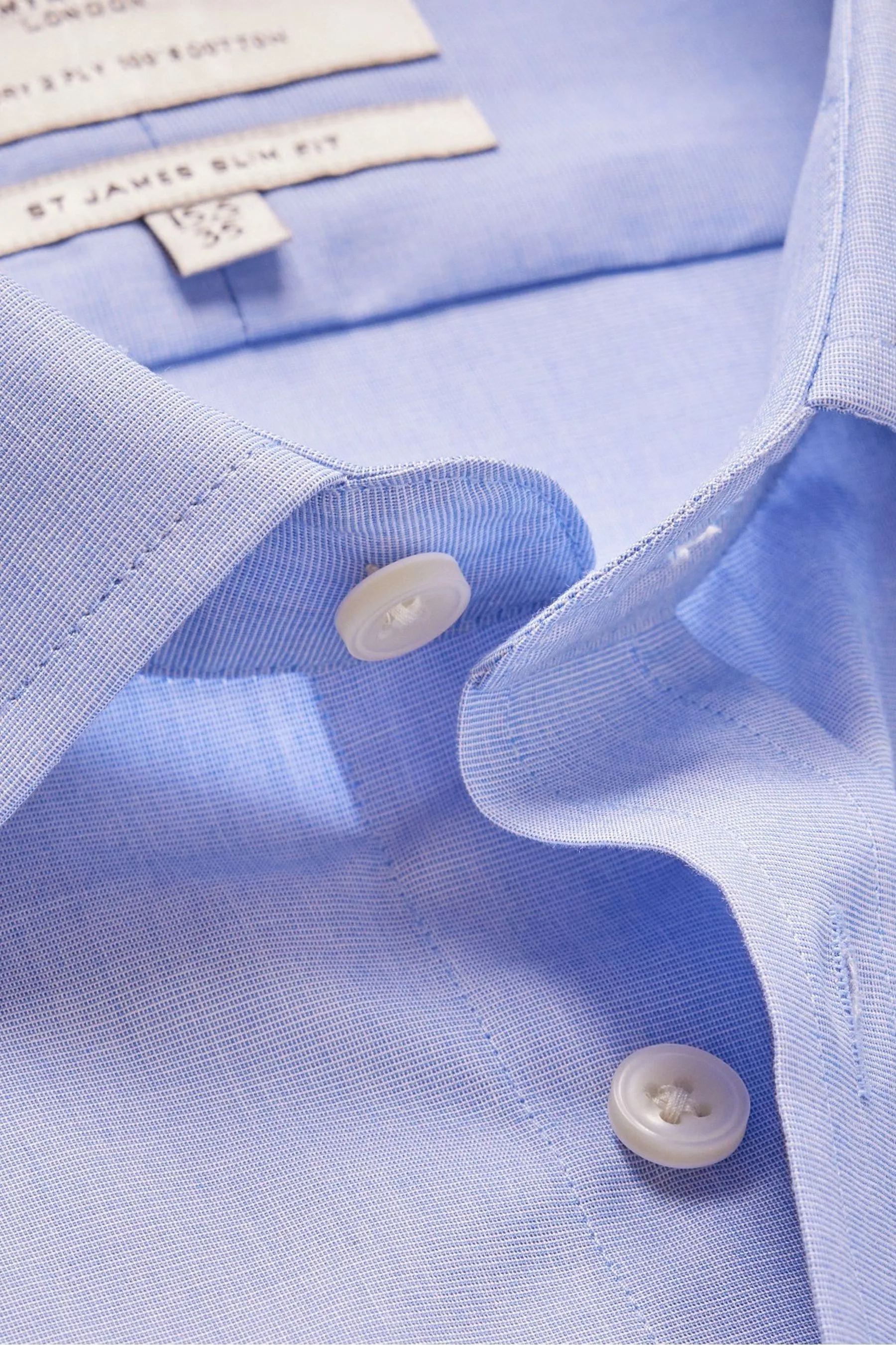 Hawes & Curtis - Blu slim - Camicia end on end