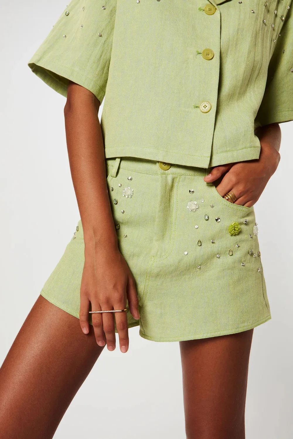 ISABELLE BLANCHE SHORT VERDE LIME