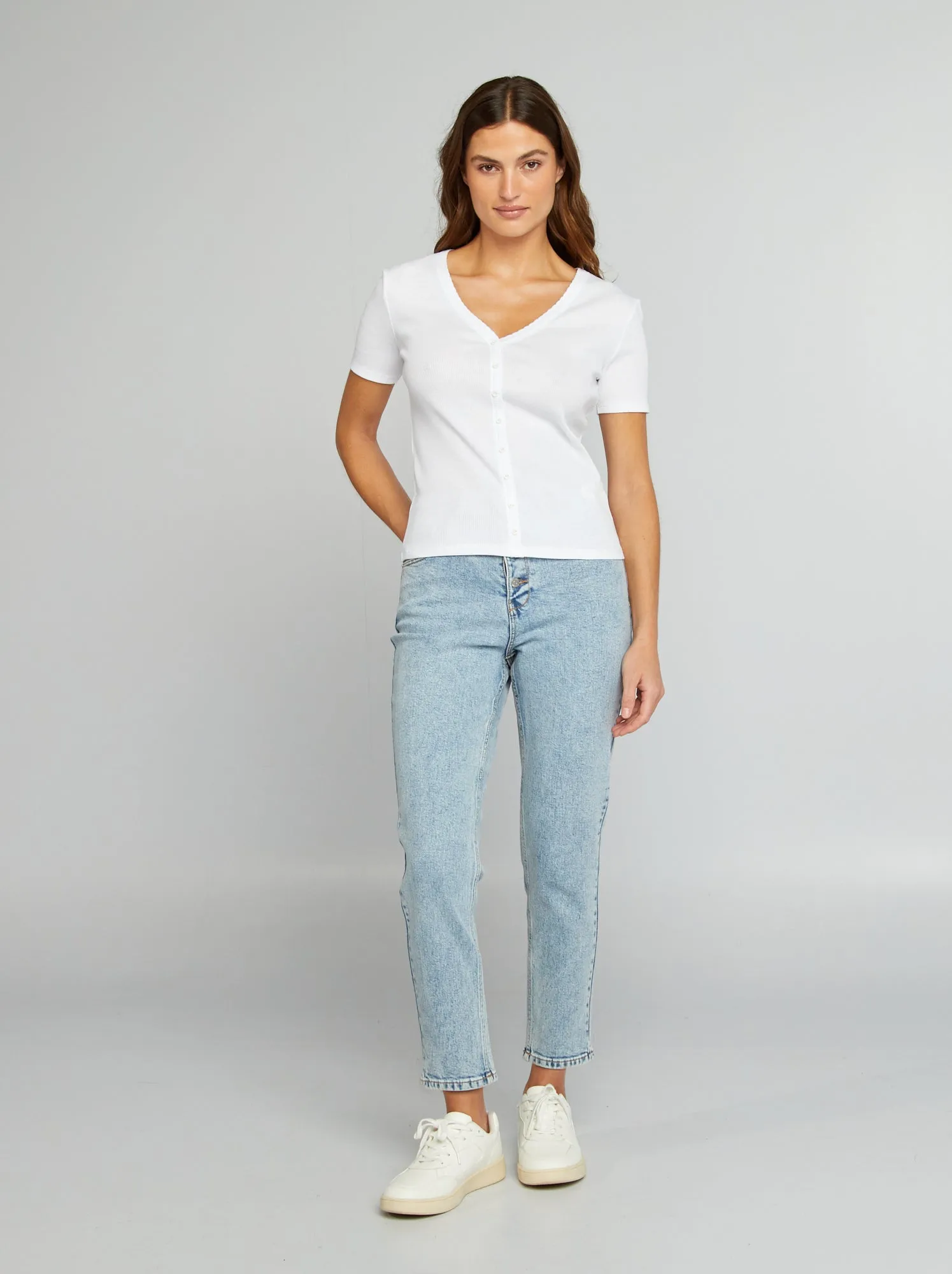 Jeans mom a vita molto alta - L30 - blu