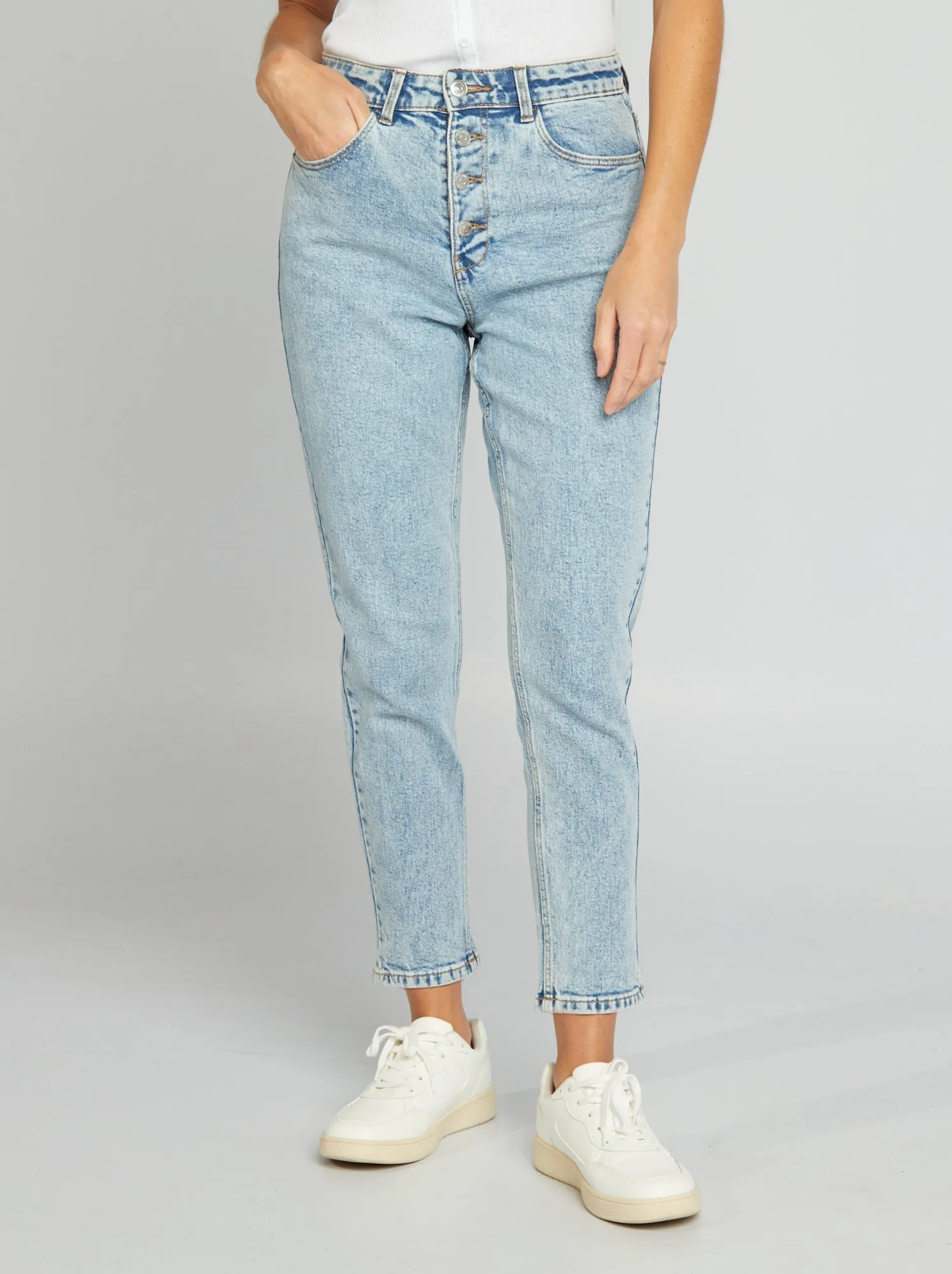 Jeans mom a vita molto alta - L30 - blu