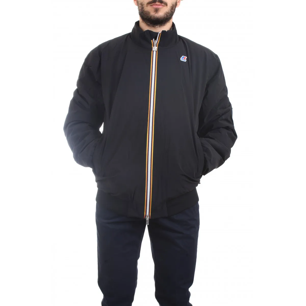 K-Way Piumino Uomo Nero-Verde Militare