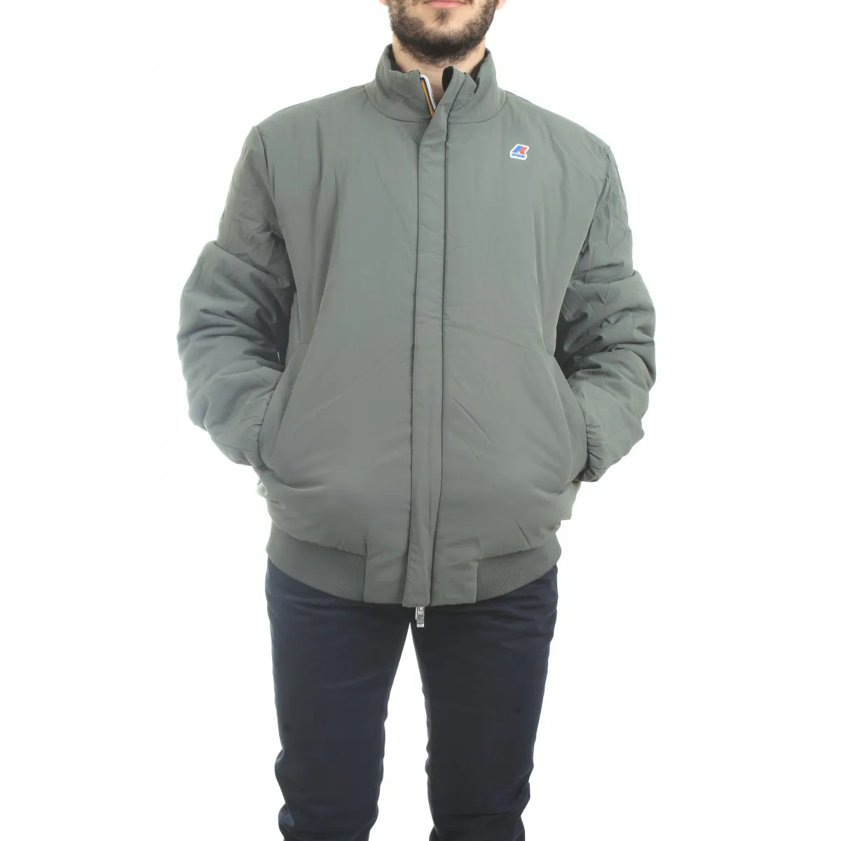 K-Way Piumino Uomo Nero-Verde Militare