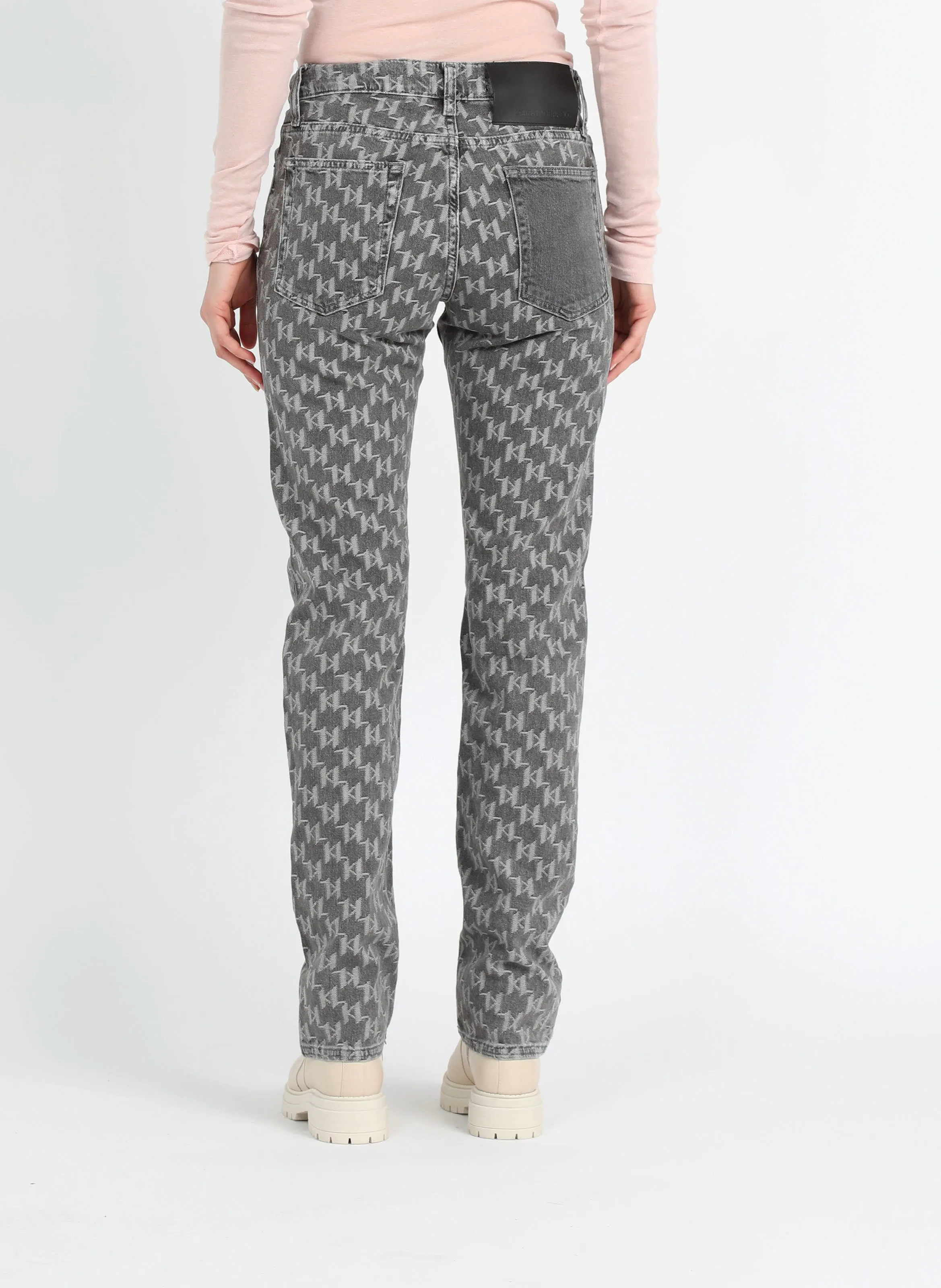 KARL LAGERFELD   Jeans effetto délavé in misto cotone jacquard | Grigio
