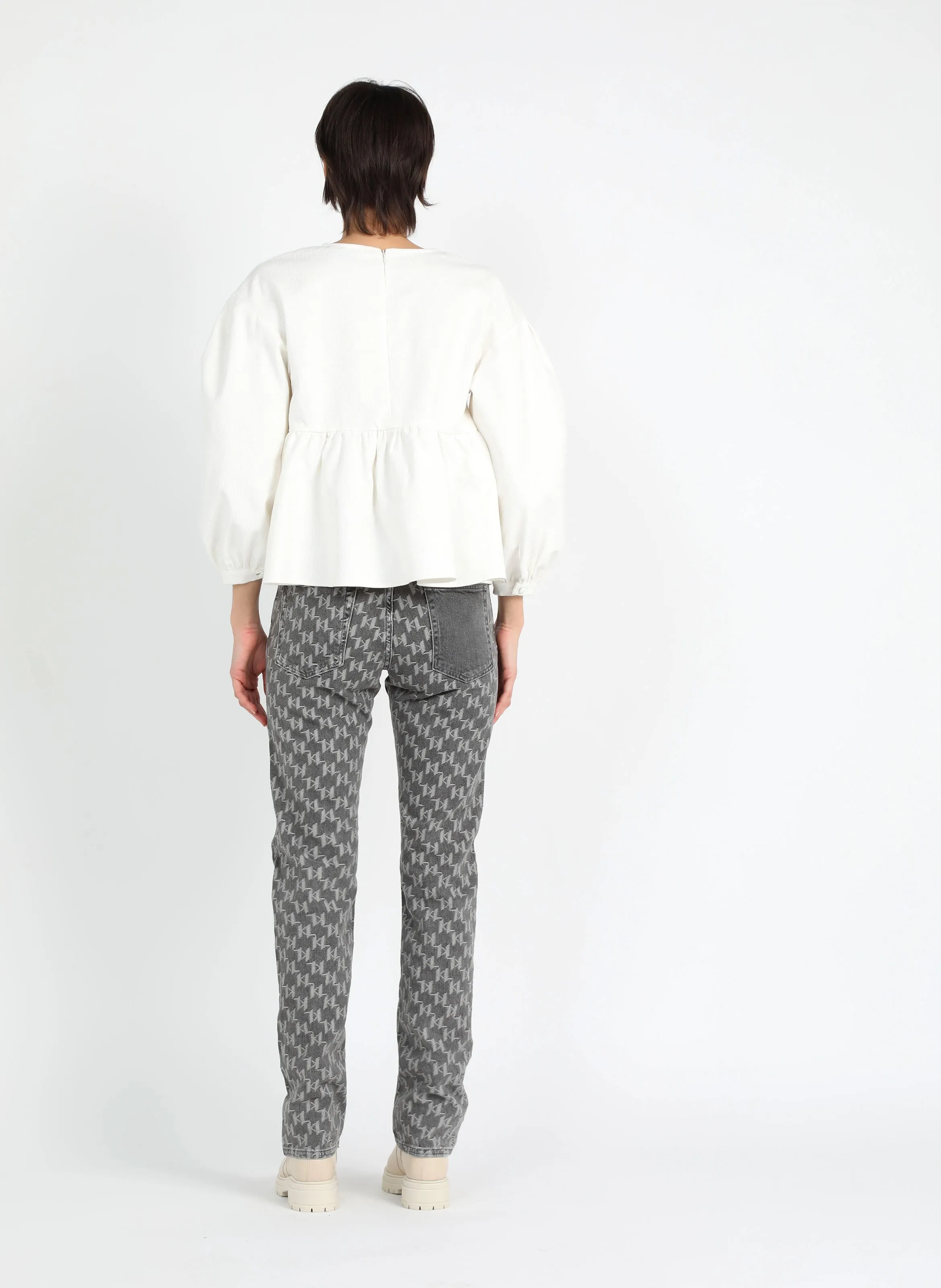  KARL LAGERFELD   Jeans effetto délavé in misto cotone jacquard | Grigio