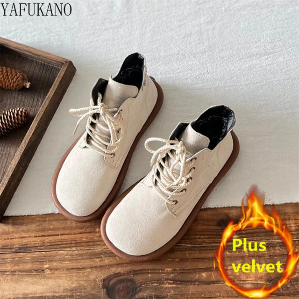 Letterari Mori Stivali da donna a tubo corto Scarpe retrò con alluce Stivaletti casual con lacci sul davanti Stivaletti casual i