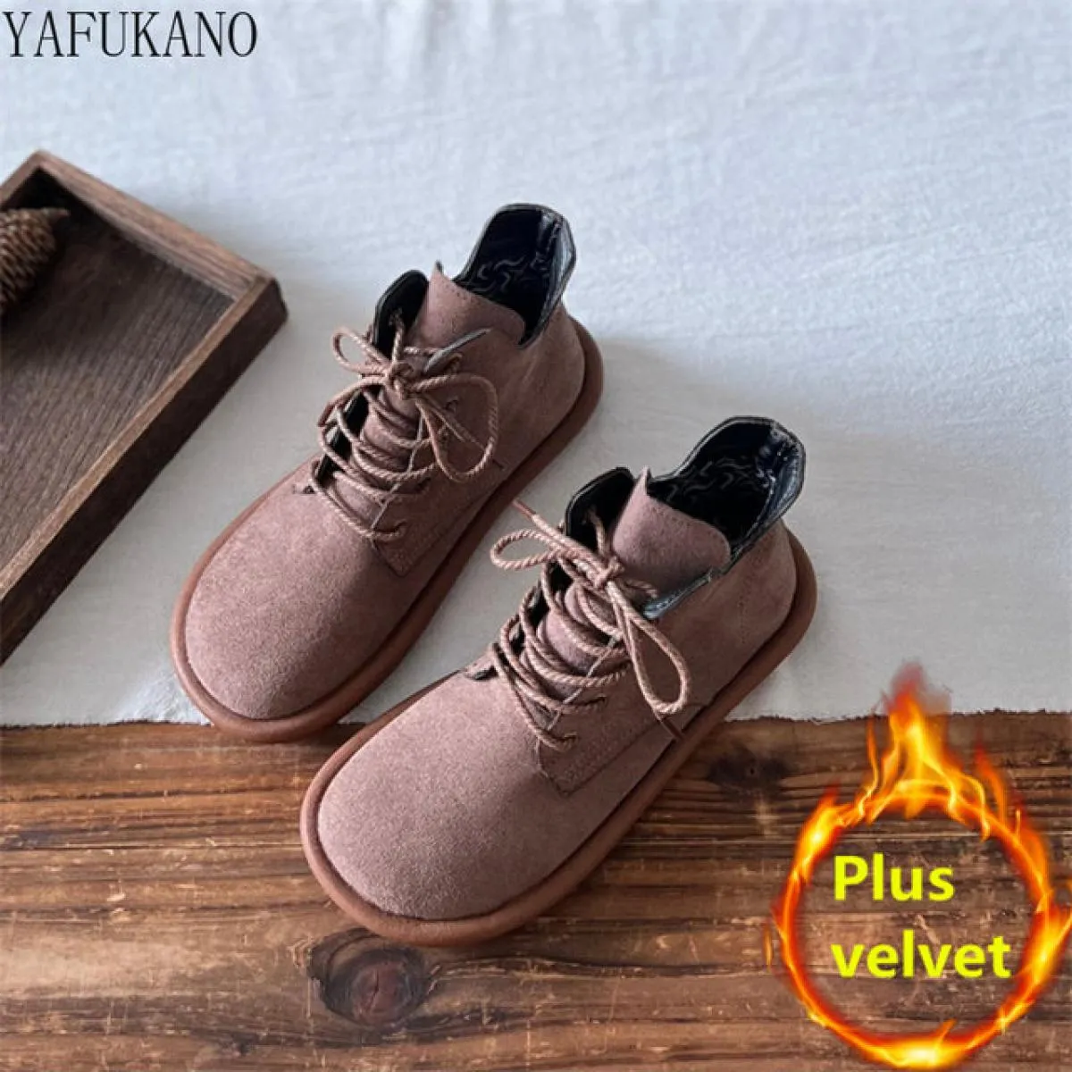 Letterari Mori Stivali da donna a tubo corto Scarpe retrò con alluce Stivaletti casual con lacci sul davanti Stivaletti casual i