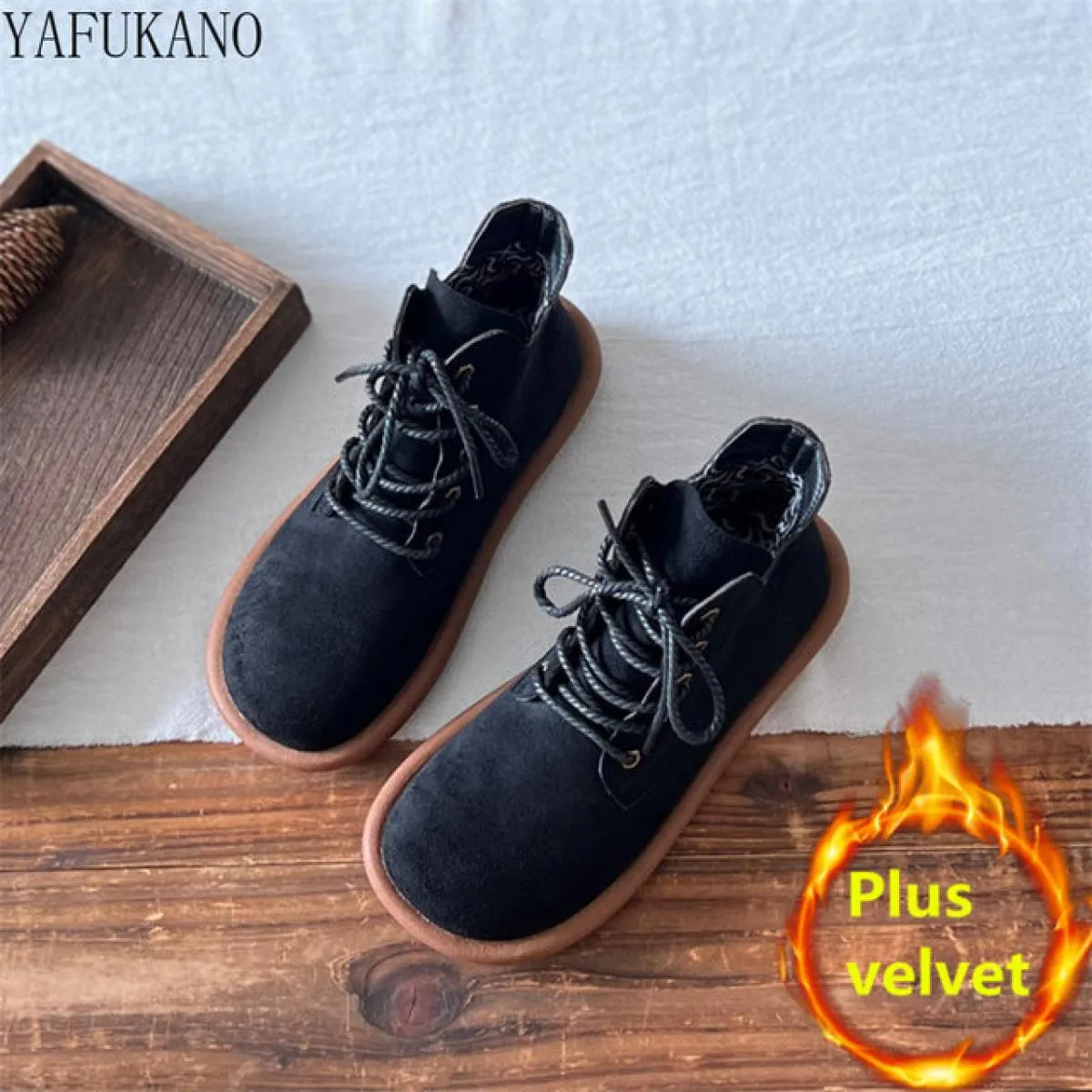 Letterari Mori Stivali da donna a tubo corto Scarpe retrò con alluce Stivaletti casual con lacci sul davanti Stivaletti casual i