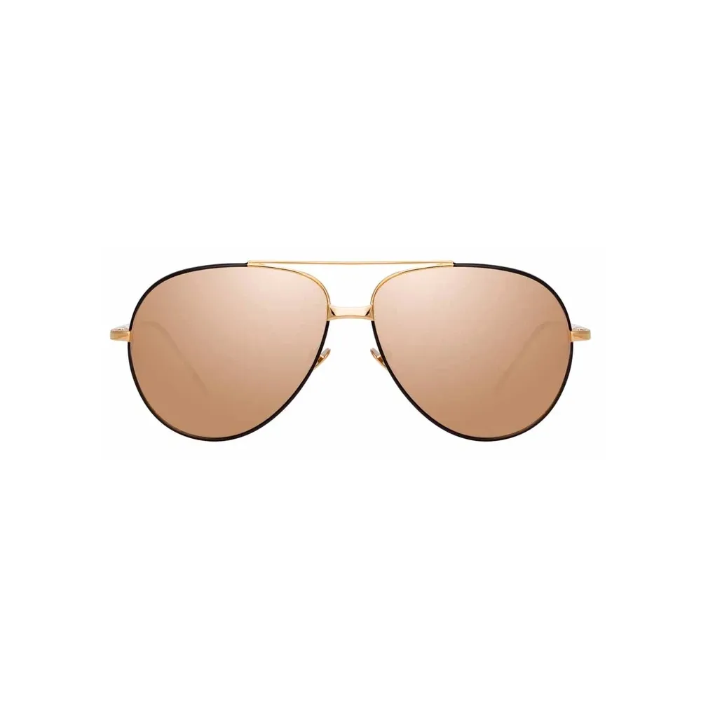 Linda Farrow - Occhiali da Sole Aviator Salem C17 in Oro Rosa e Nero - LFL817C17SUN - Linda Farrow Eyewear