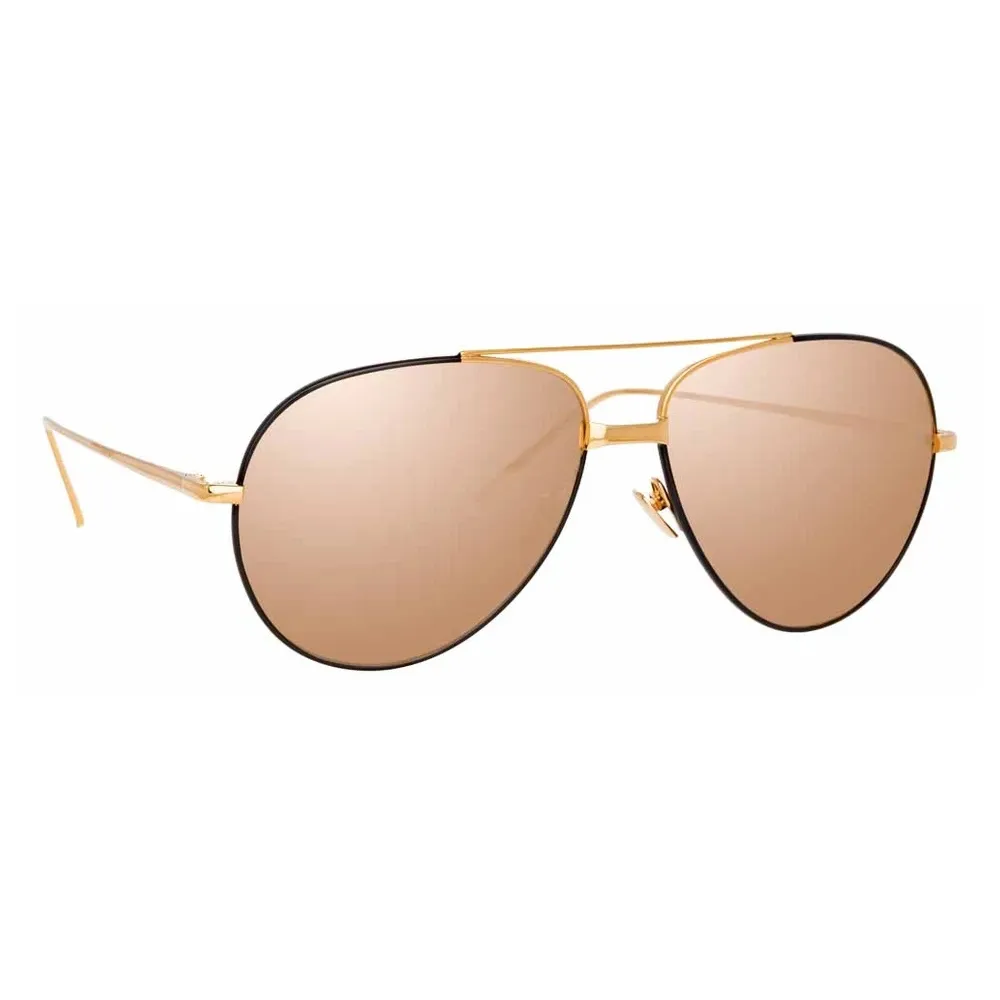 Linda Farrow - Occhiali da Sole Aviator Salem C17 in Oro Rosa e Nero - LFL817C17SUN - Linda Farrow Eyewear